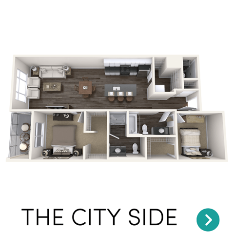 Floor plan for 2 beds, 2 baths, 998 sqft